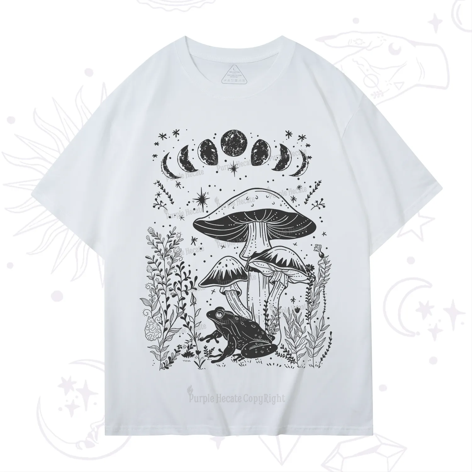 Purplehecate Celestial Frog Mushrooms T-Shirt