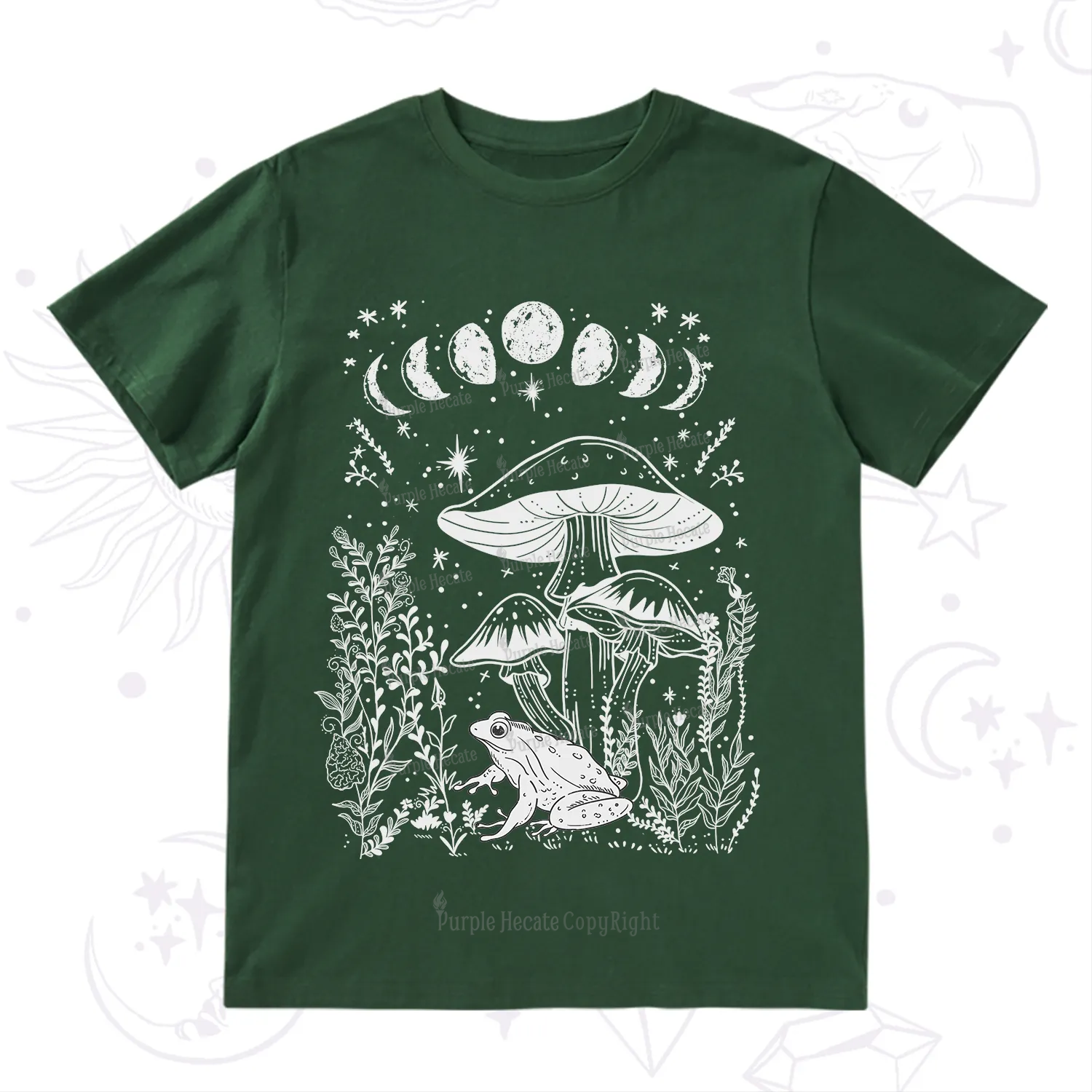 Purplehecate Celestial Frog Mushrooms T-Shirt