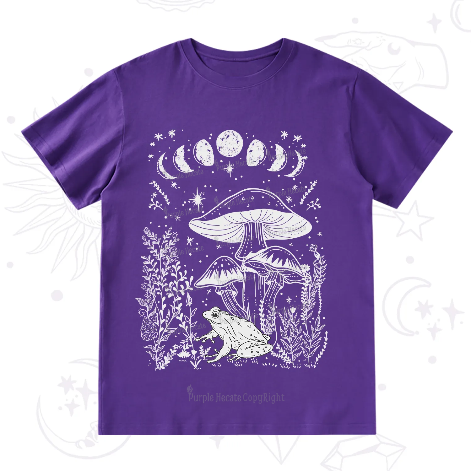 Purplehecate Celestial Frog Mushrooms T-Shirt