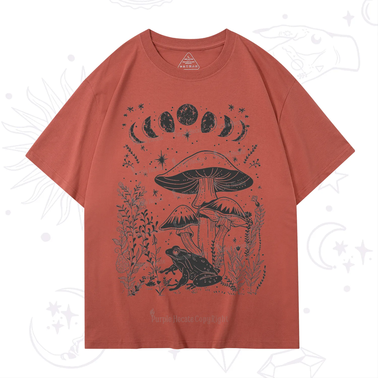 Purplehecate Celestial Frog Mushrooms T-Shirt