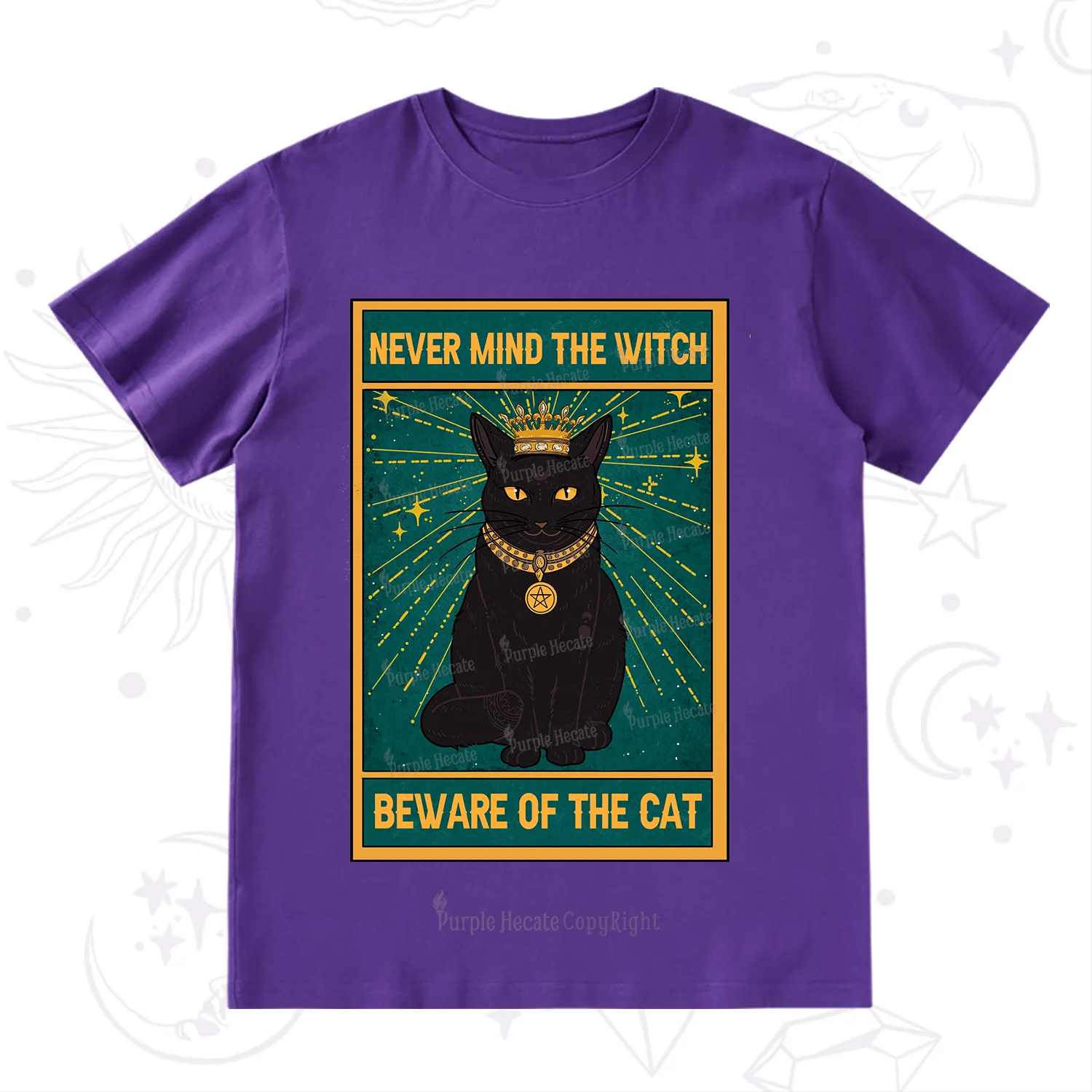 Purplehecate The Never Mind The Witch Beware Of The Cat Oracle Card T-Shirt