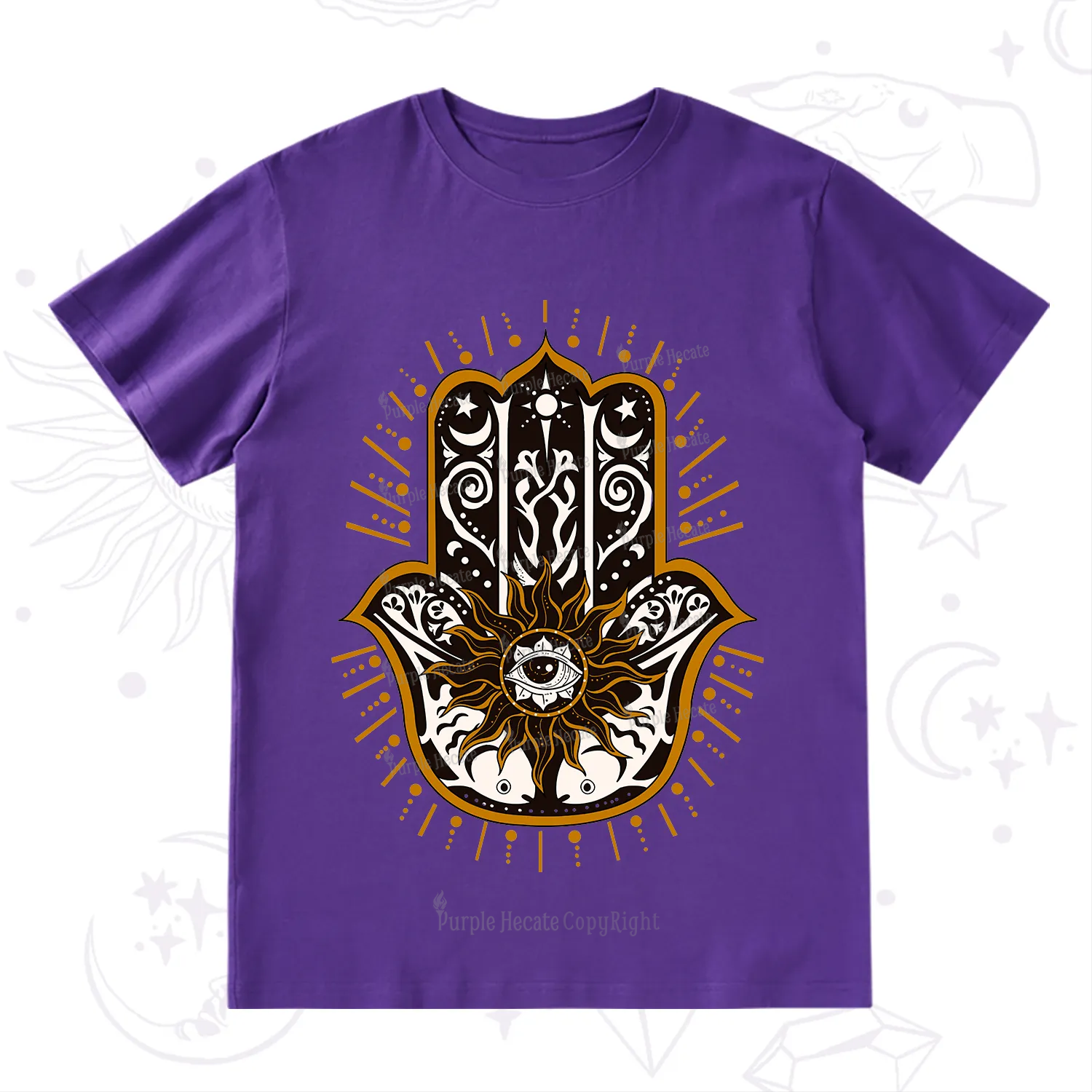 Purplehecate The Sun Eye Hamsa T-Shirt