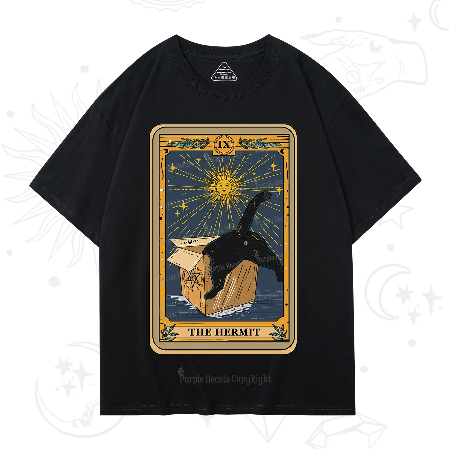 Purplehecate The Cardboard Hermit Cat Tarot T-Shirt