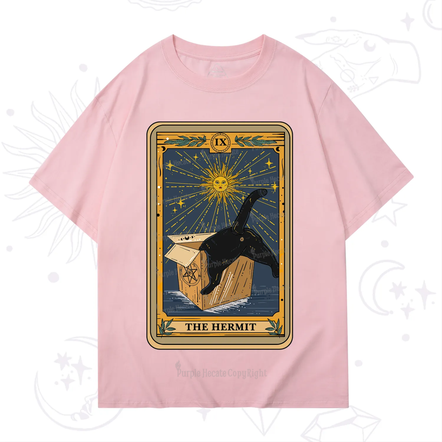 Purplehecate The Cardboard Hermit Cat Tarot T-Shirt