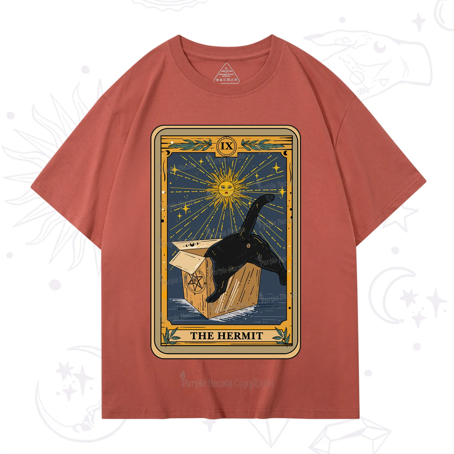 Purplehecate The Cardboard Hermit Cat Tarot T-Shirt