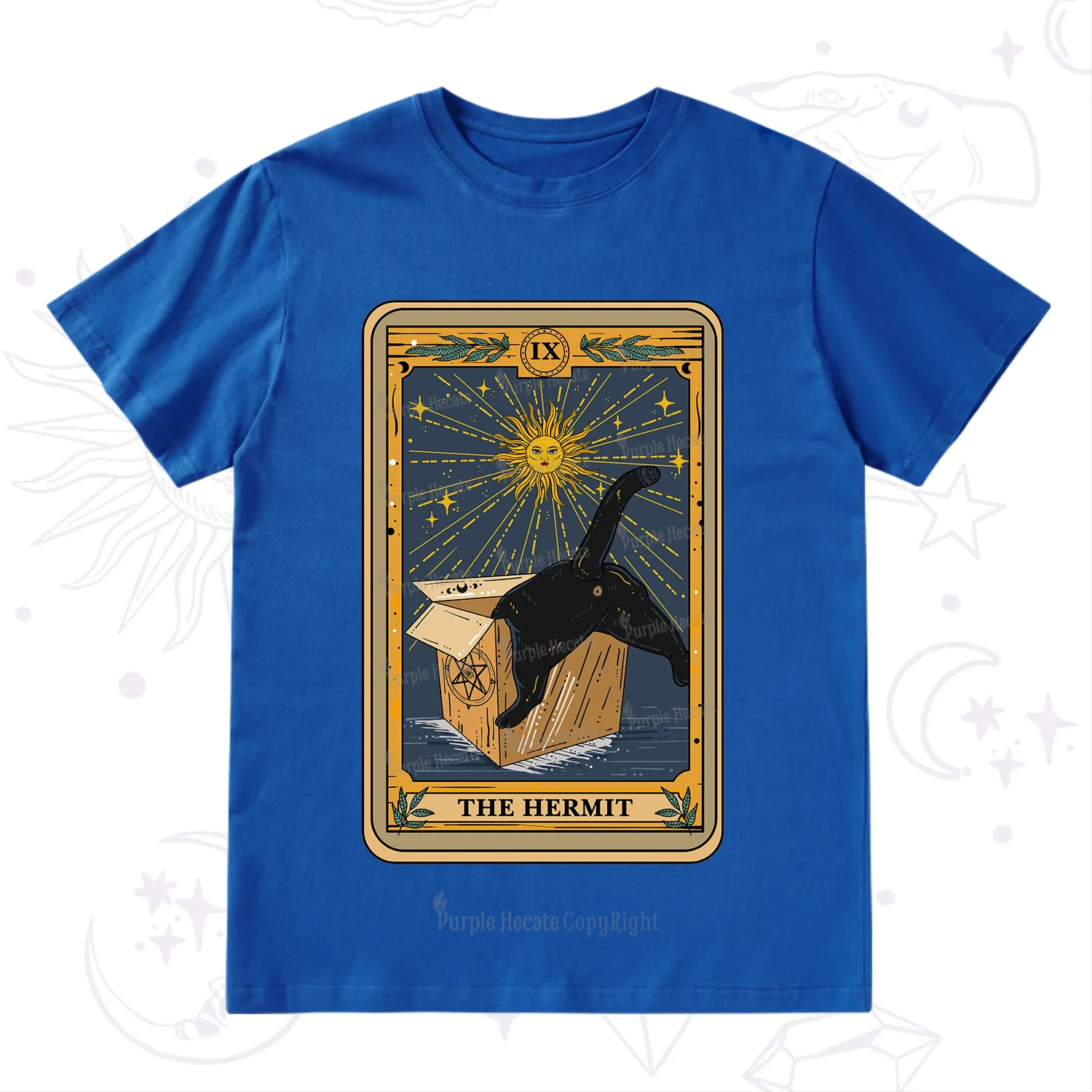 Purplehecate The Cardboard Hermit Cat Tarot T-Shirt