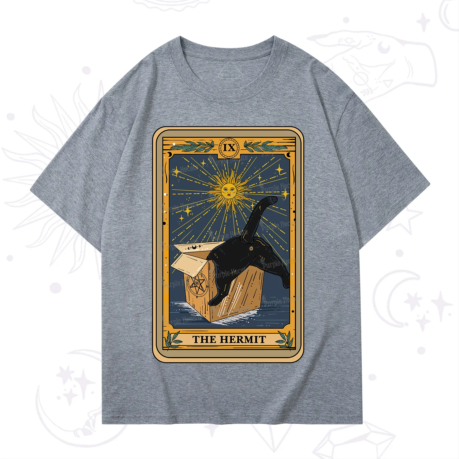 Purplehecate The Cardboard Hermit Cat Tarot T-Shirt