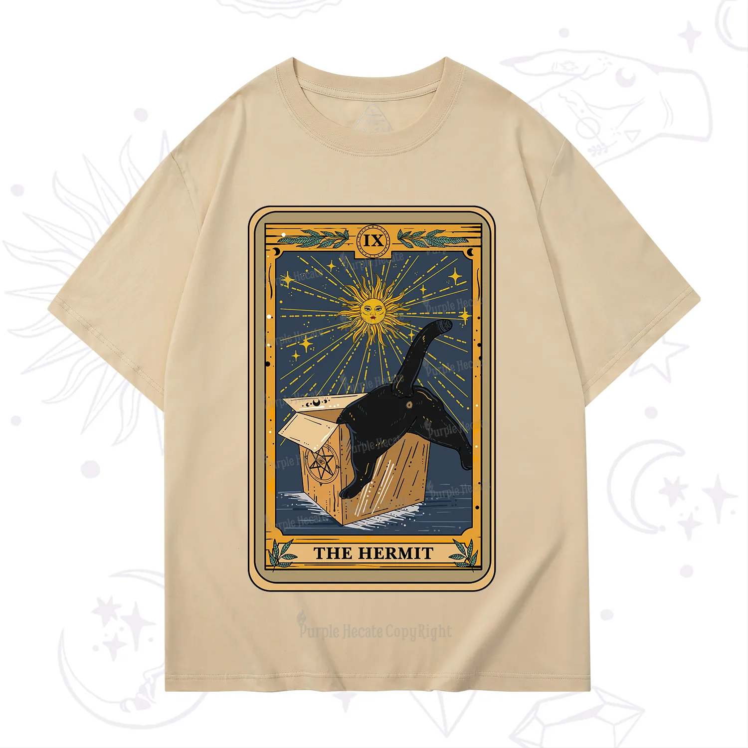 Purplehecate The Cardboard Hermit Cat Tarot T-Shirt