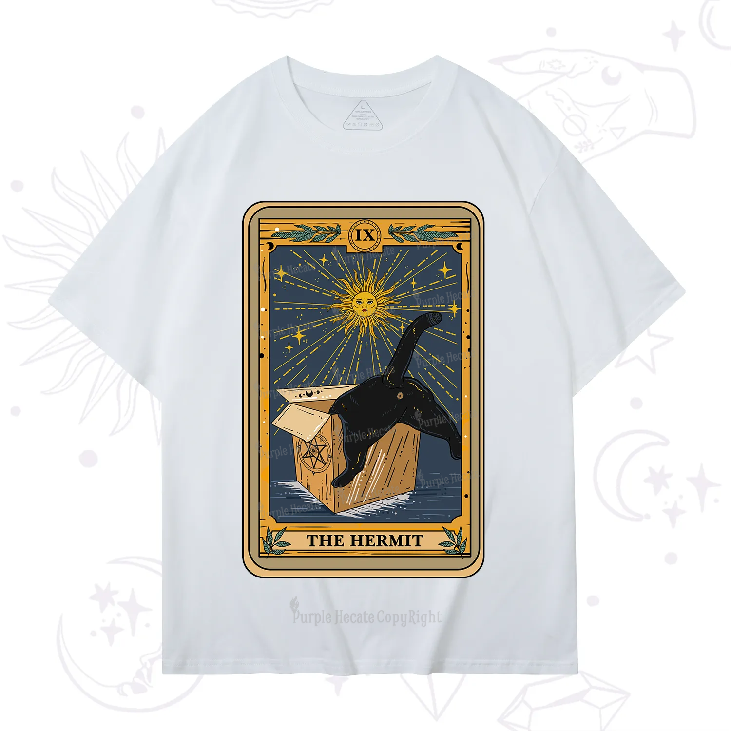 Purplehecate The Cardboard Hermit Cat Tarot T-Shirt