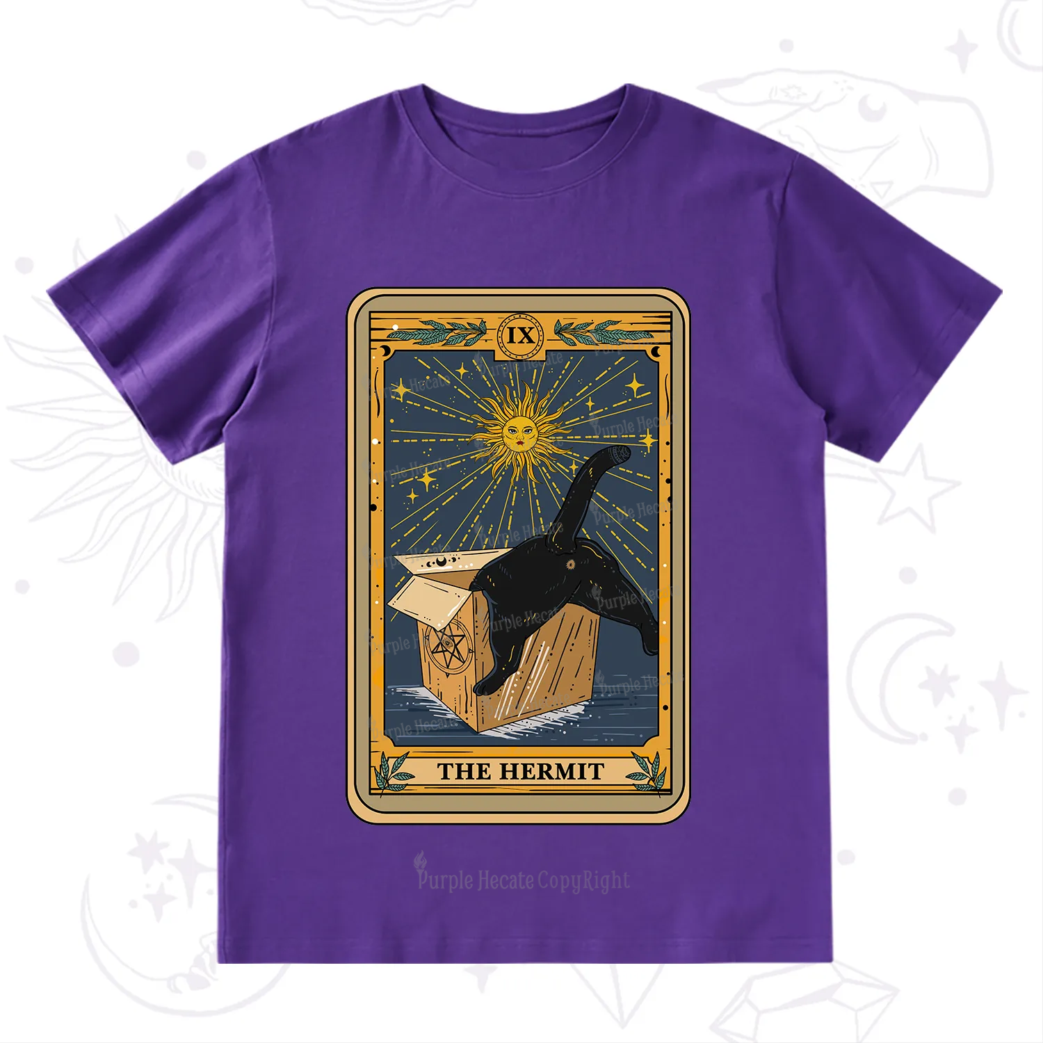 Purplehecate The Cardboard Hermit Cat Tarot T-Shirt