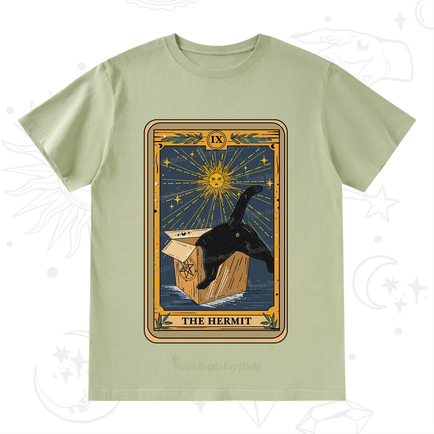 Purplehecate The Cardboard Hermit Cat Tarot T-Shirt