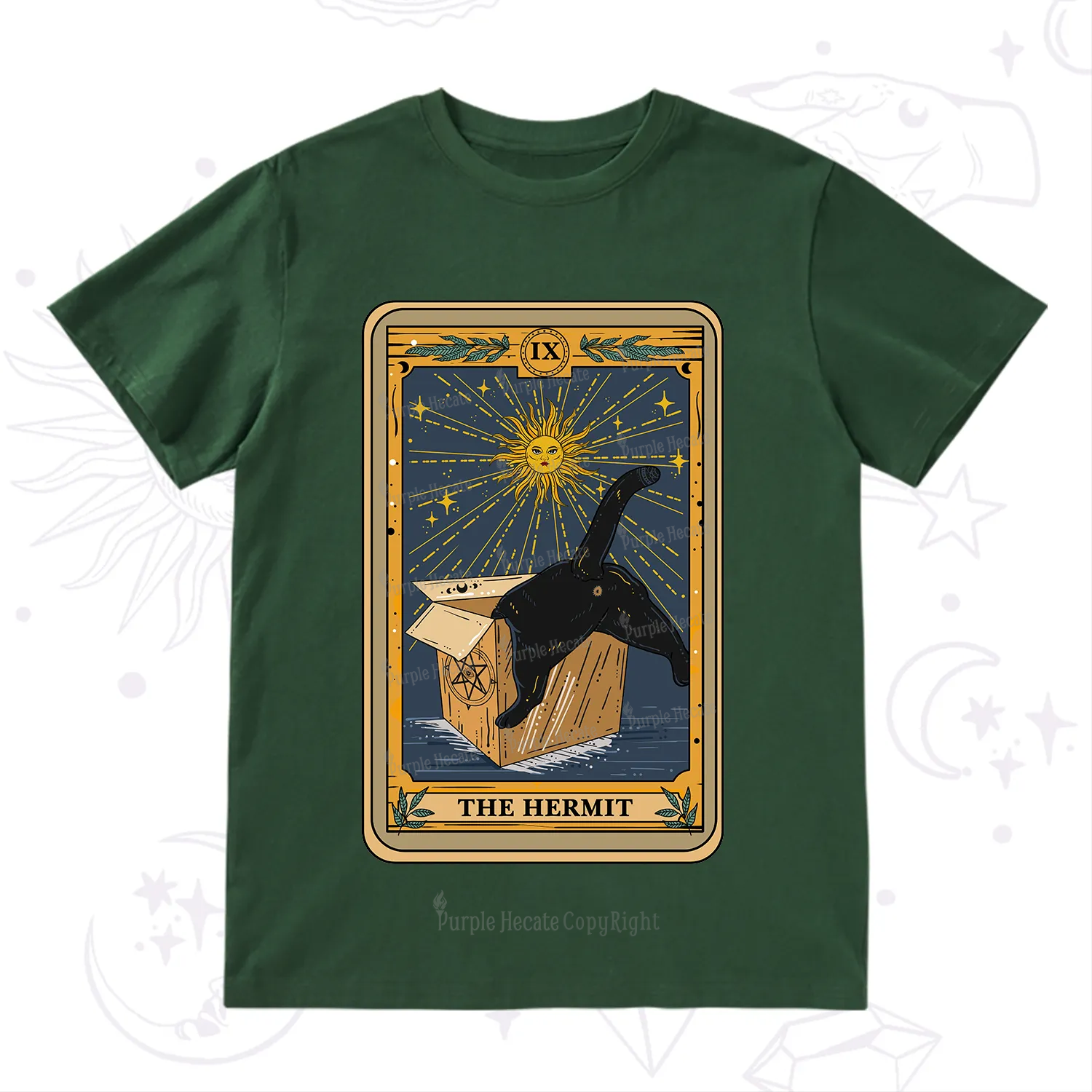 Purplehecate The Cardboard Hermit Cat Tarot T-Shirt