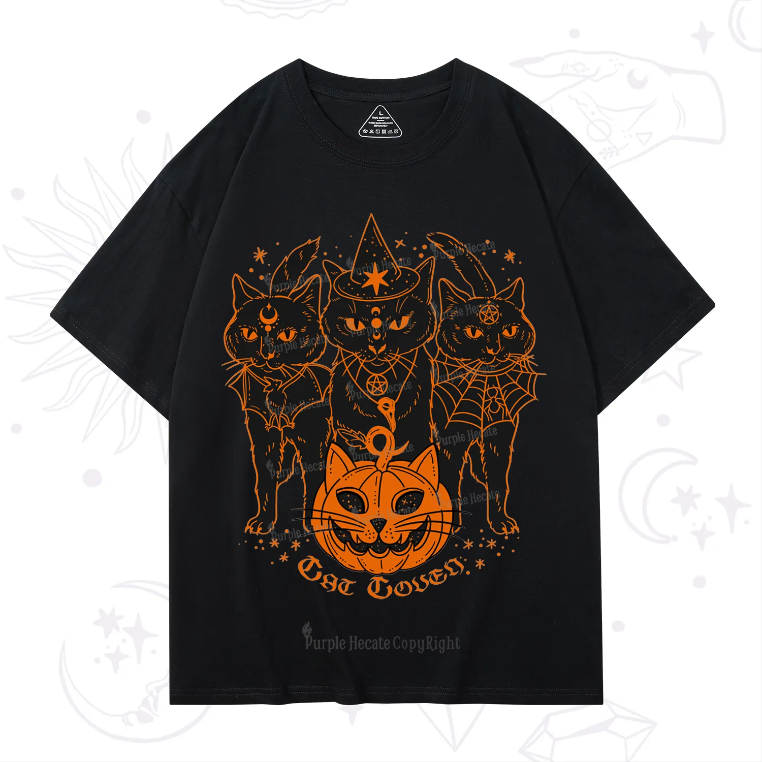 Purplehecate Pumpkin Witch Cat Coven Halloween T-Shirt