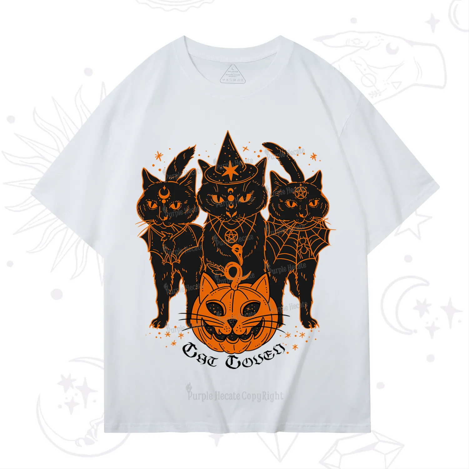 Purplehecate Pumpkin Witch Cat Coven Halloween T-Shirt