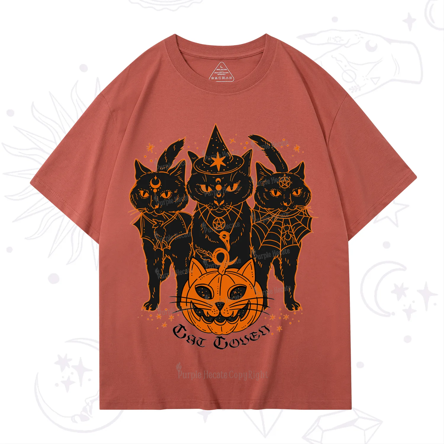 Purplehecate Pumpkin Witch Cat Coven Halloween T-Shirt