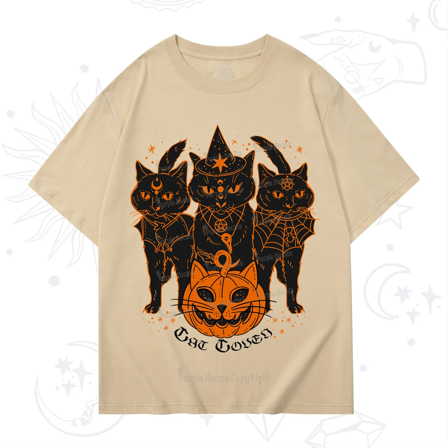 Purplehecate Pumpkin Witch Cat Coven Halloween T-Shirt