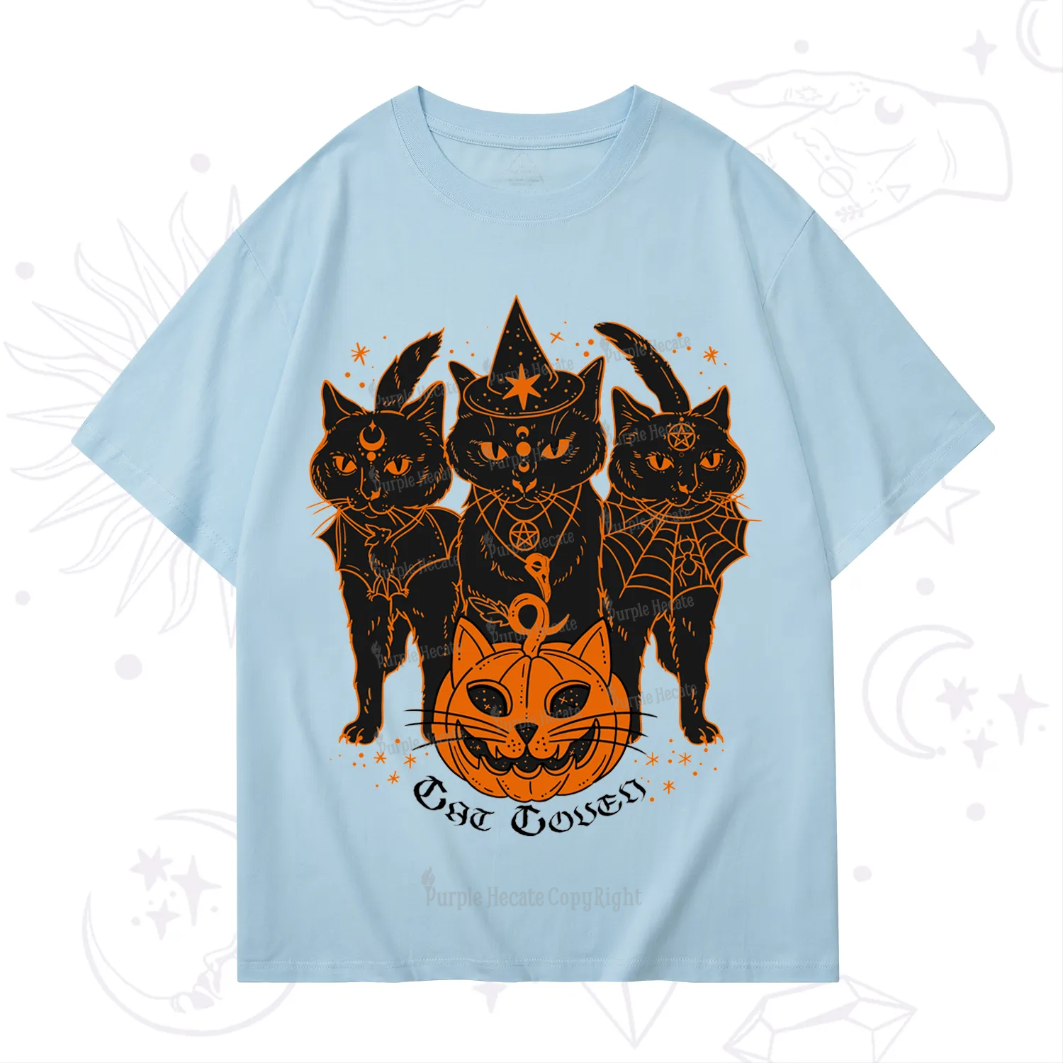 Purplehecate Pumpkin Witch Cat Coven Halloween T-Shirt
