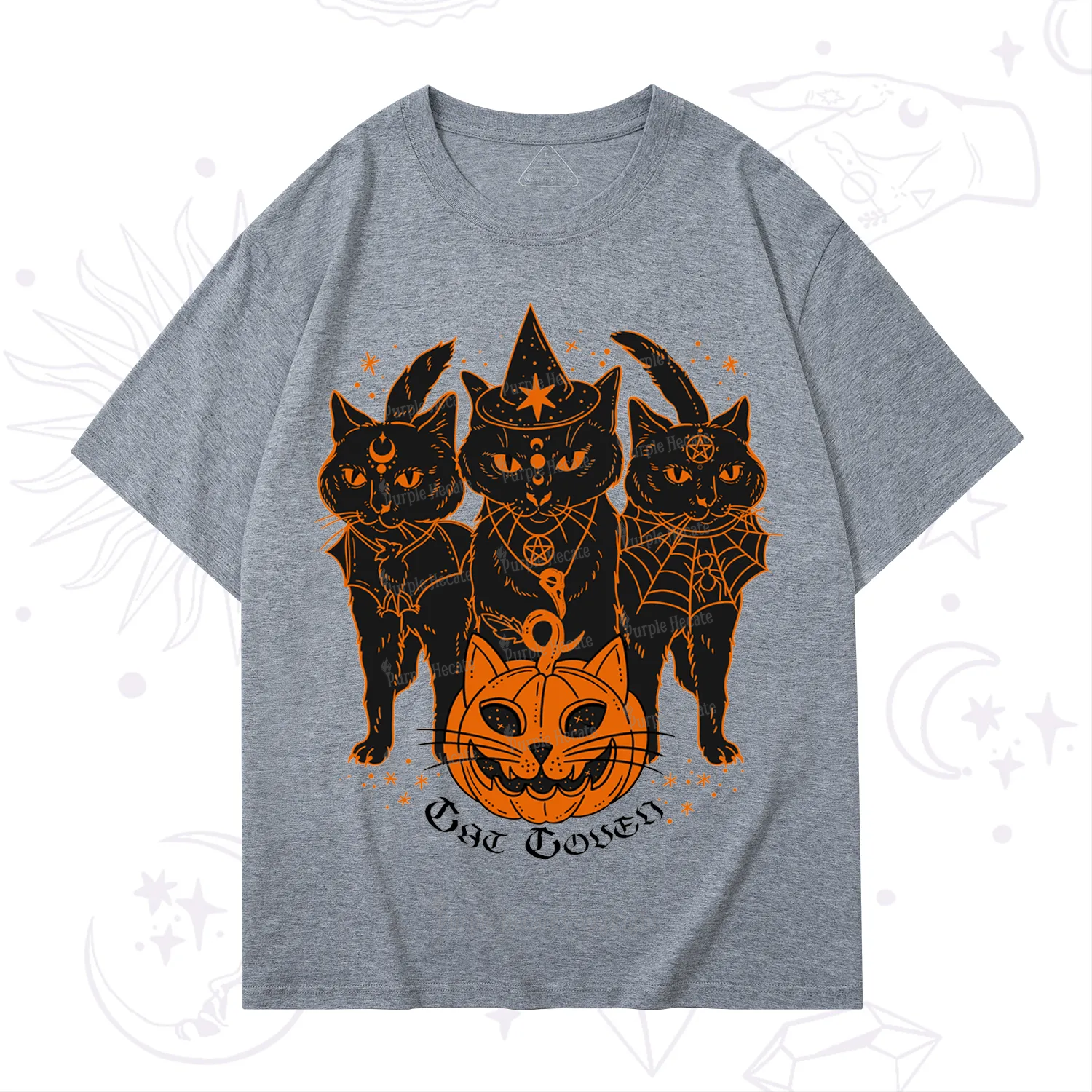 Purplehecate Pumpkin Witch Cat Coven Halloween T-Shirt