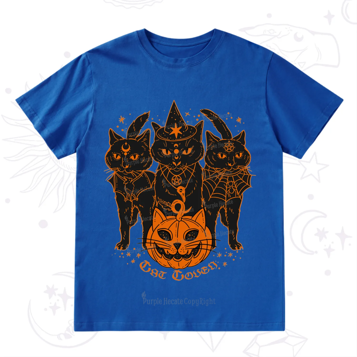 Purplehecate Pumpkin Witch Cat Coven Halloween T-Shirt