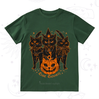 Purplehecate Pumpkin Witch Cat Coven Halloween T-Shirt