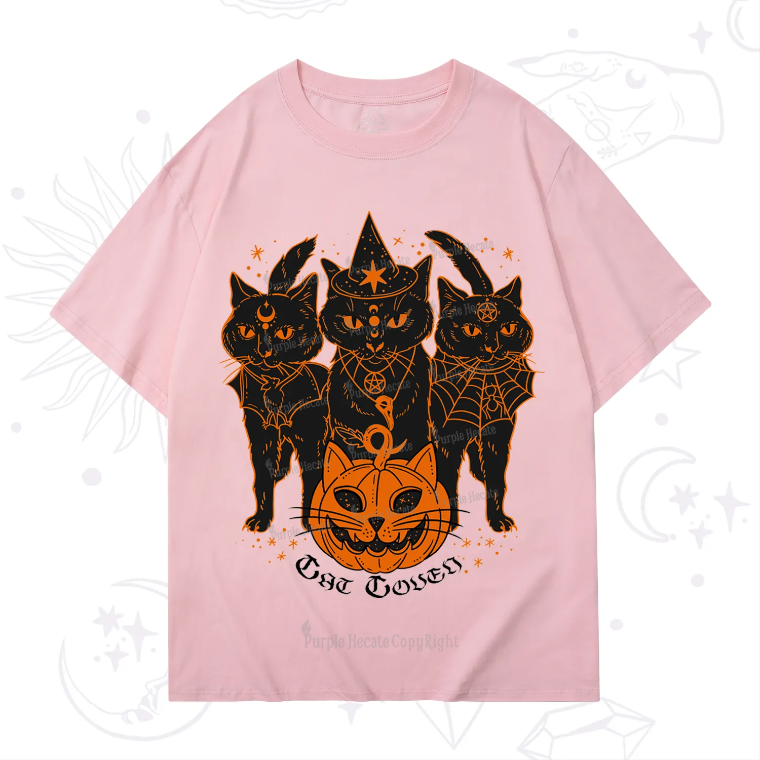 Purplehecate Pumpkin Witch Cat Coven Halloween T-Shirt
