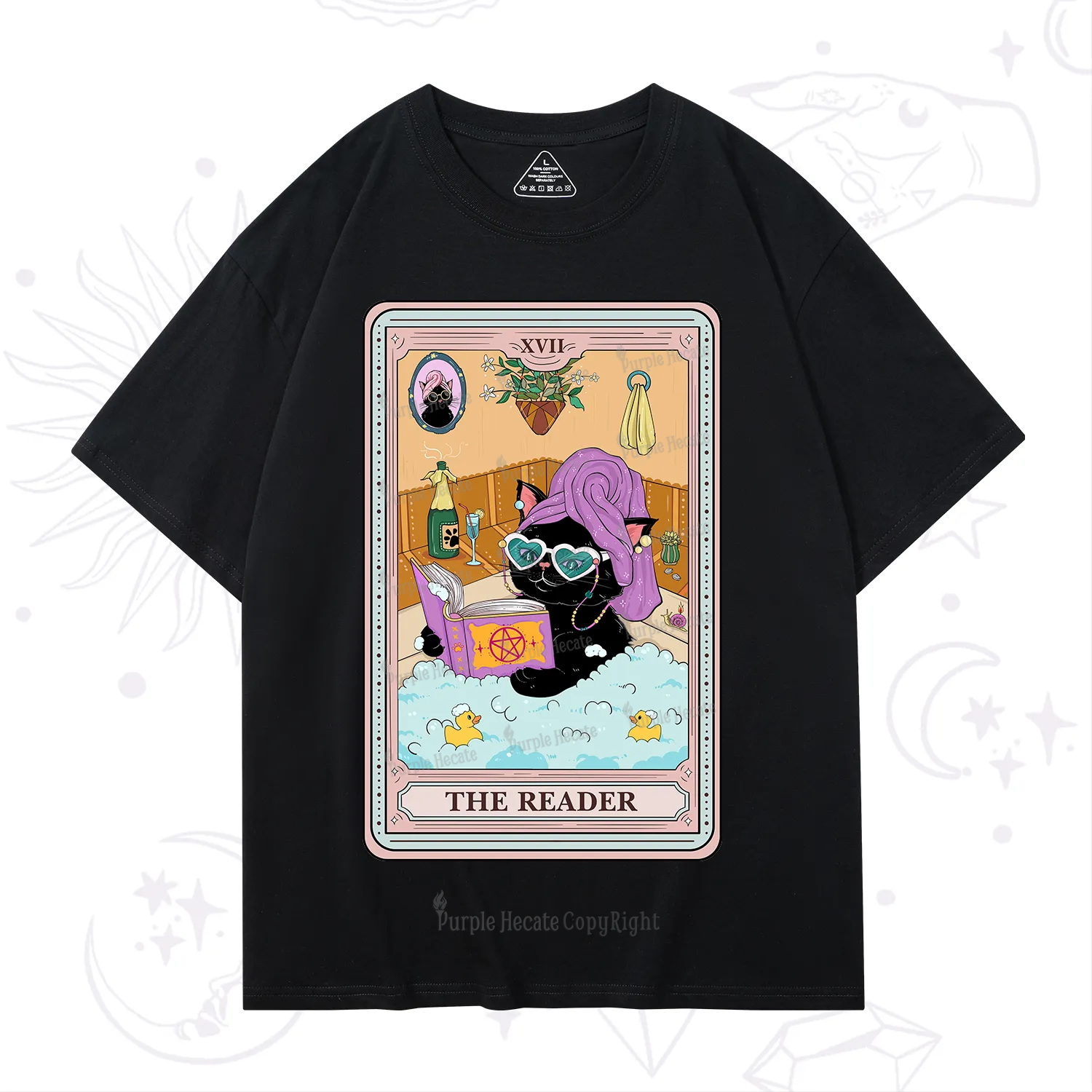 Purplehecate The Reader Cat Tarot T-Shirt