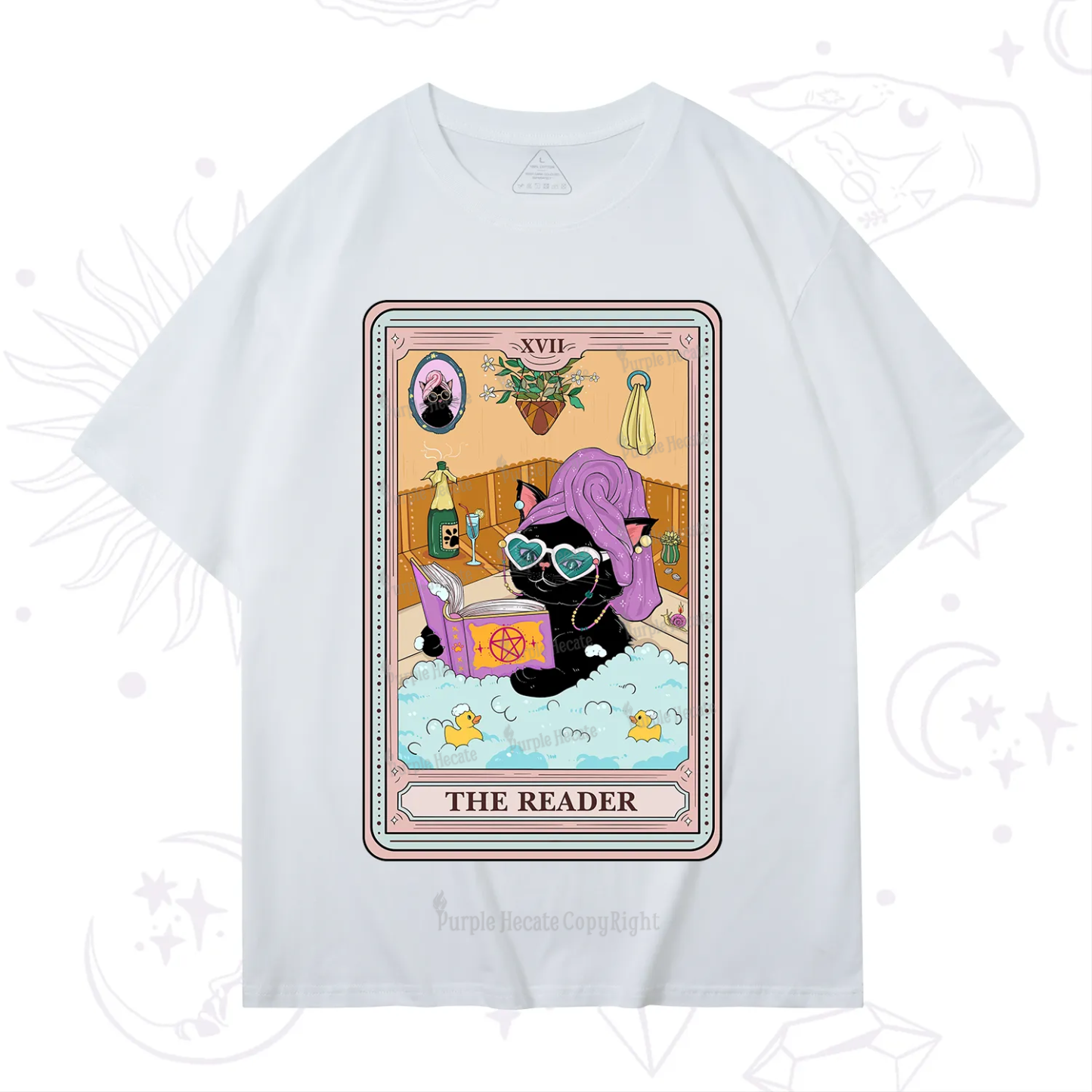 Purplehecate The Reader Cat Tarot T-Shirt