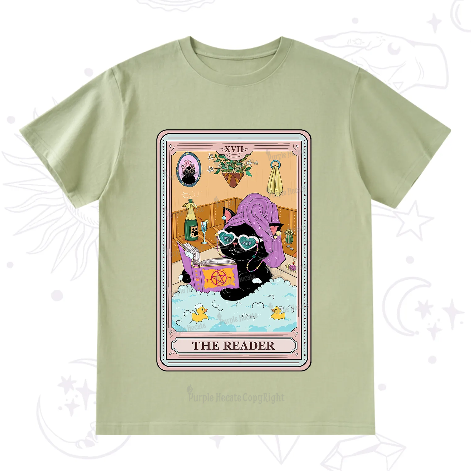 Purplehecate The Reader Cat Tarot T-Shirt