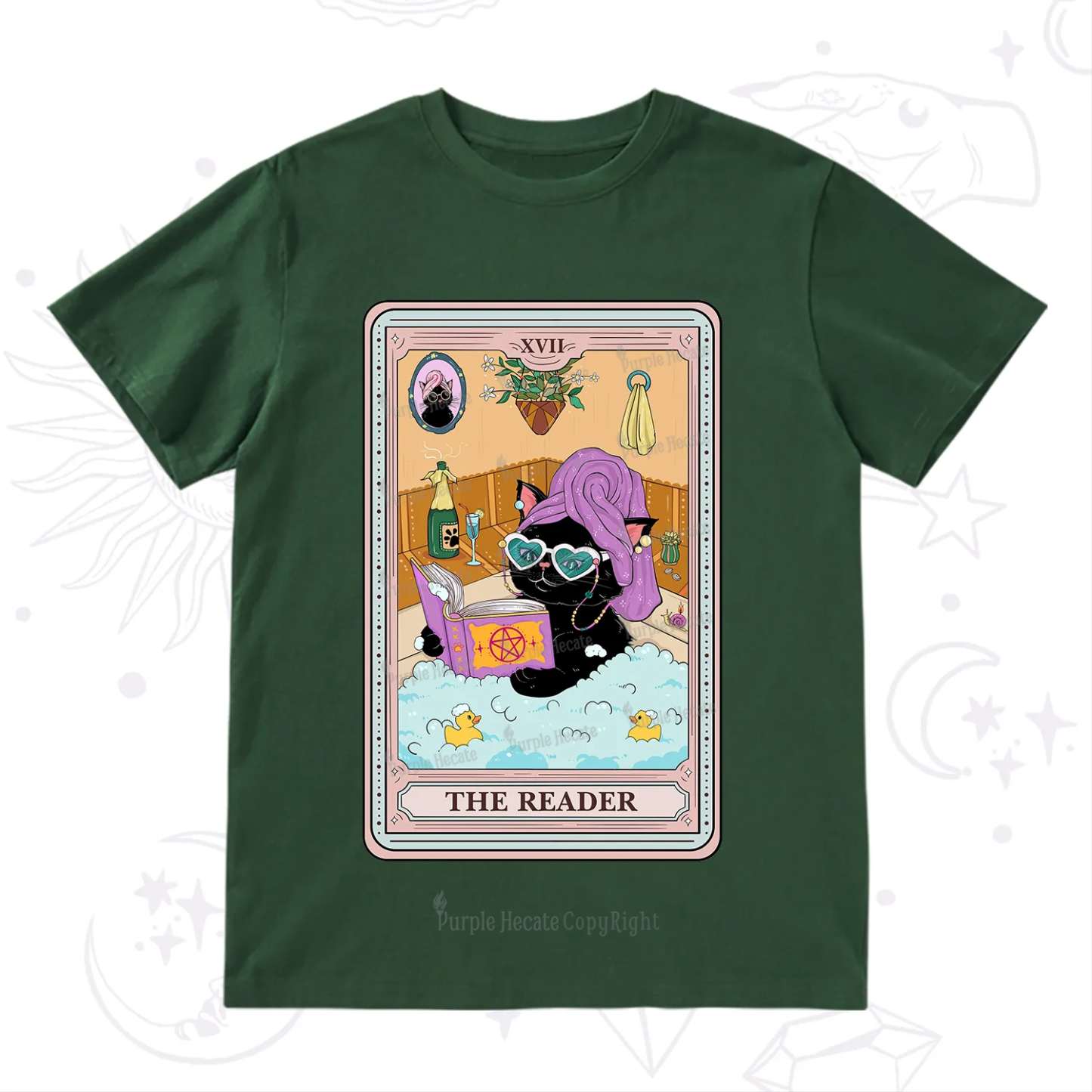 Purplehecate The Reader Cat Tarot T-Shirt