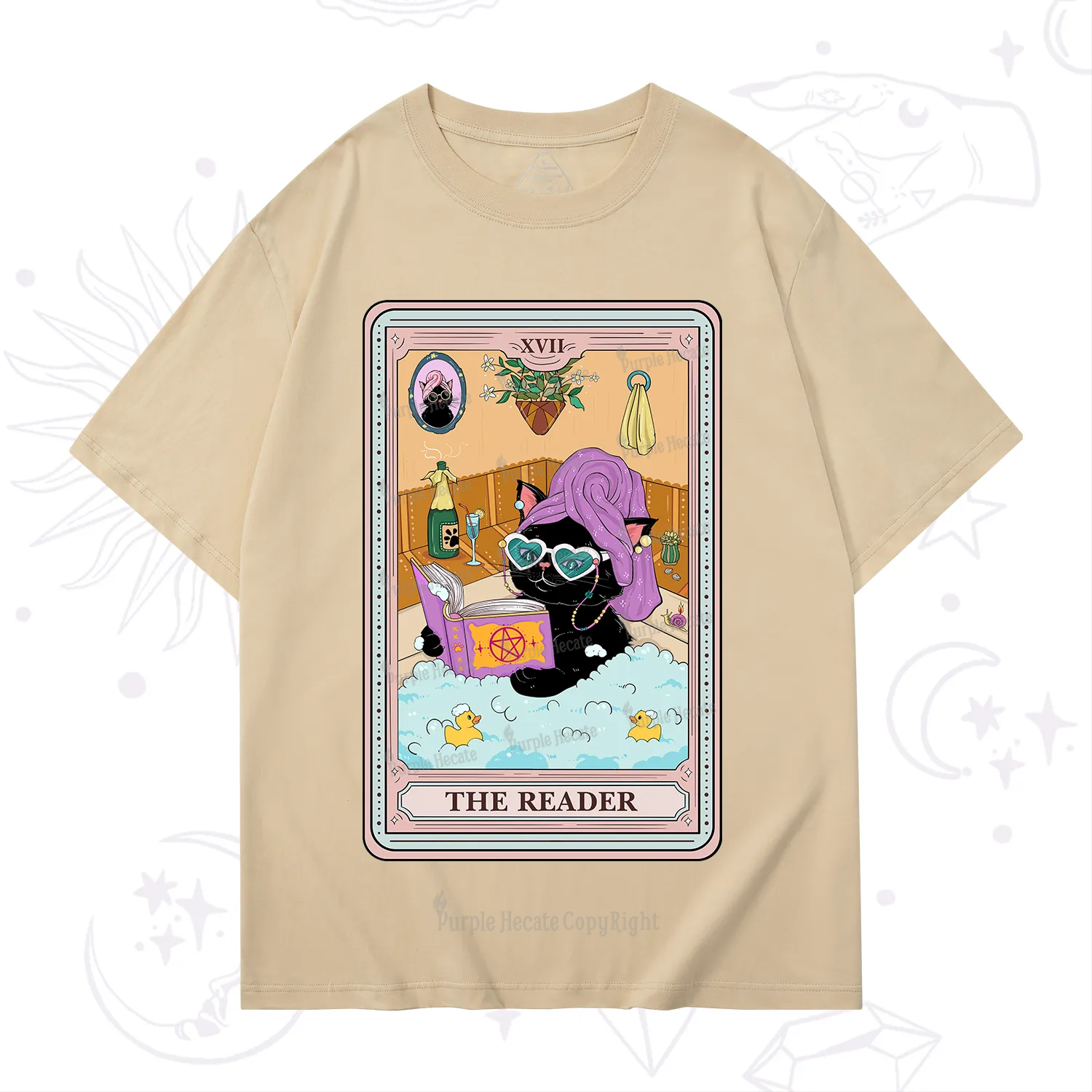 Purplehecate The Reader Cat Tarot T-Shirt