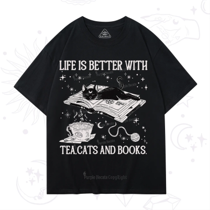 Purplehecate Life Is Better With Cats And Books T-Shirt