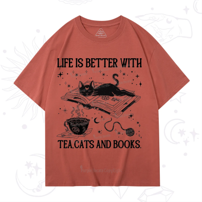 Purplehecate Life Is Better With Cats And Books T-Shirt