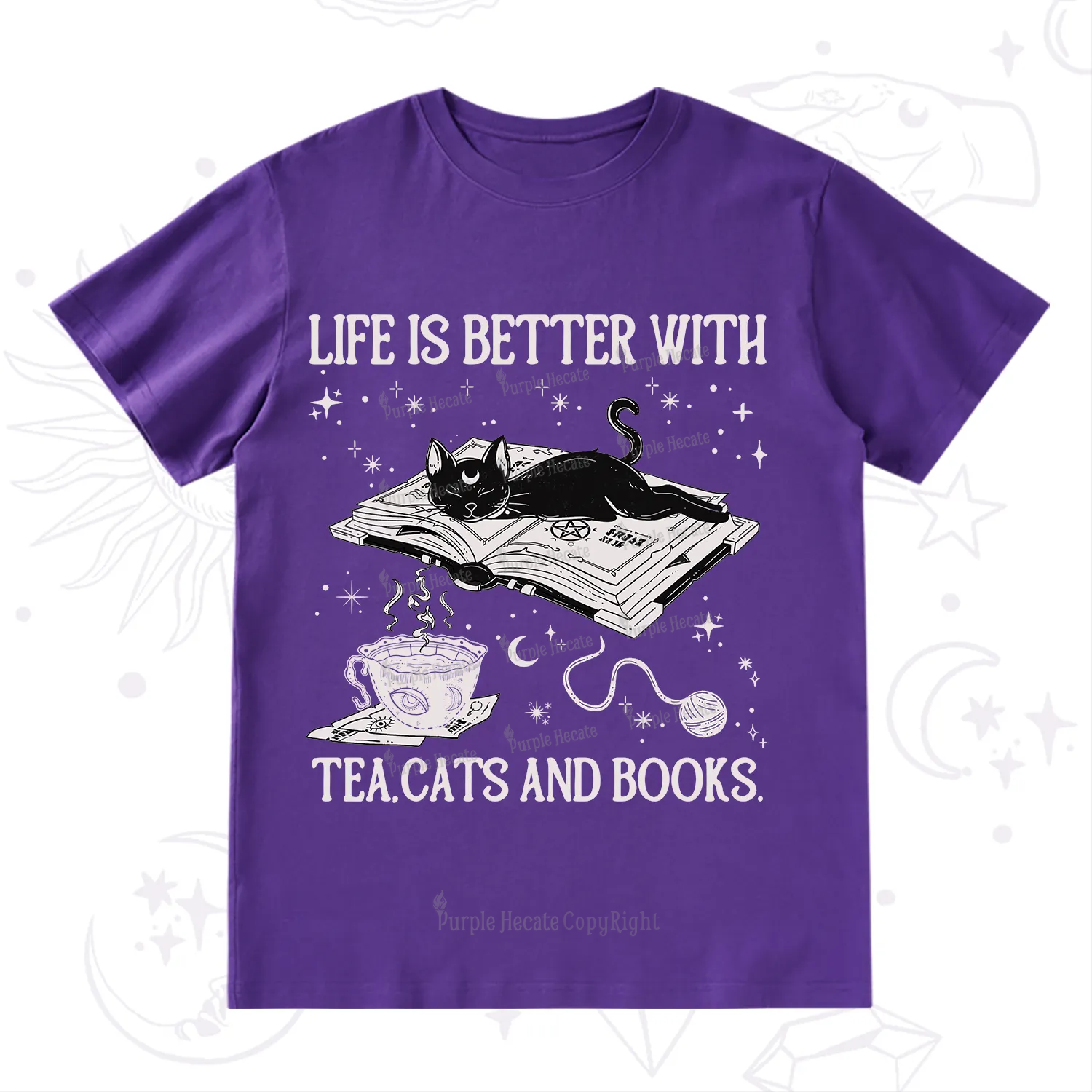 Purplehecate Life Is Better With Cats And Books T-Shirt
