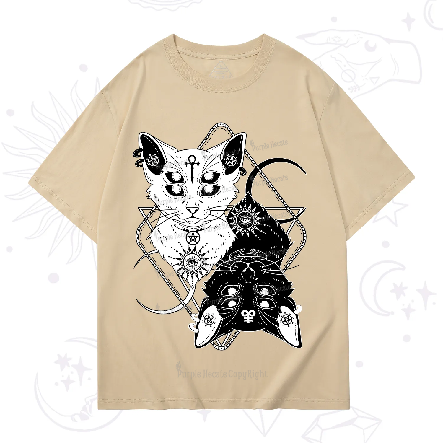 Purplehecate Occult Mirror Cats T-Shirt
