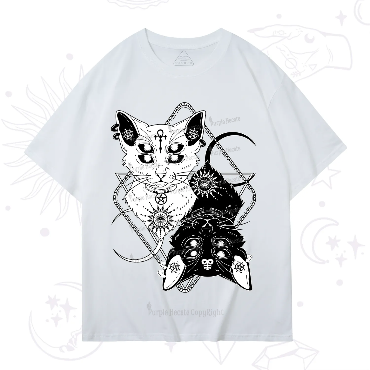 Purplehecate Occult Mirror Cats T-Shirt
