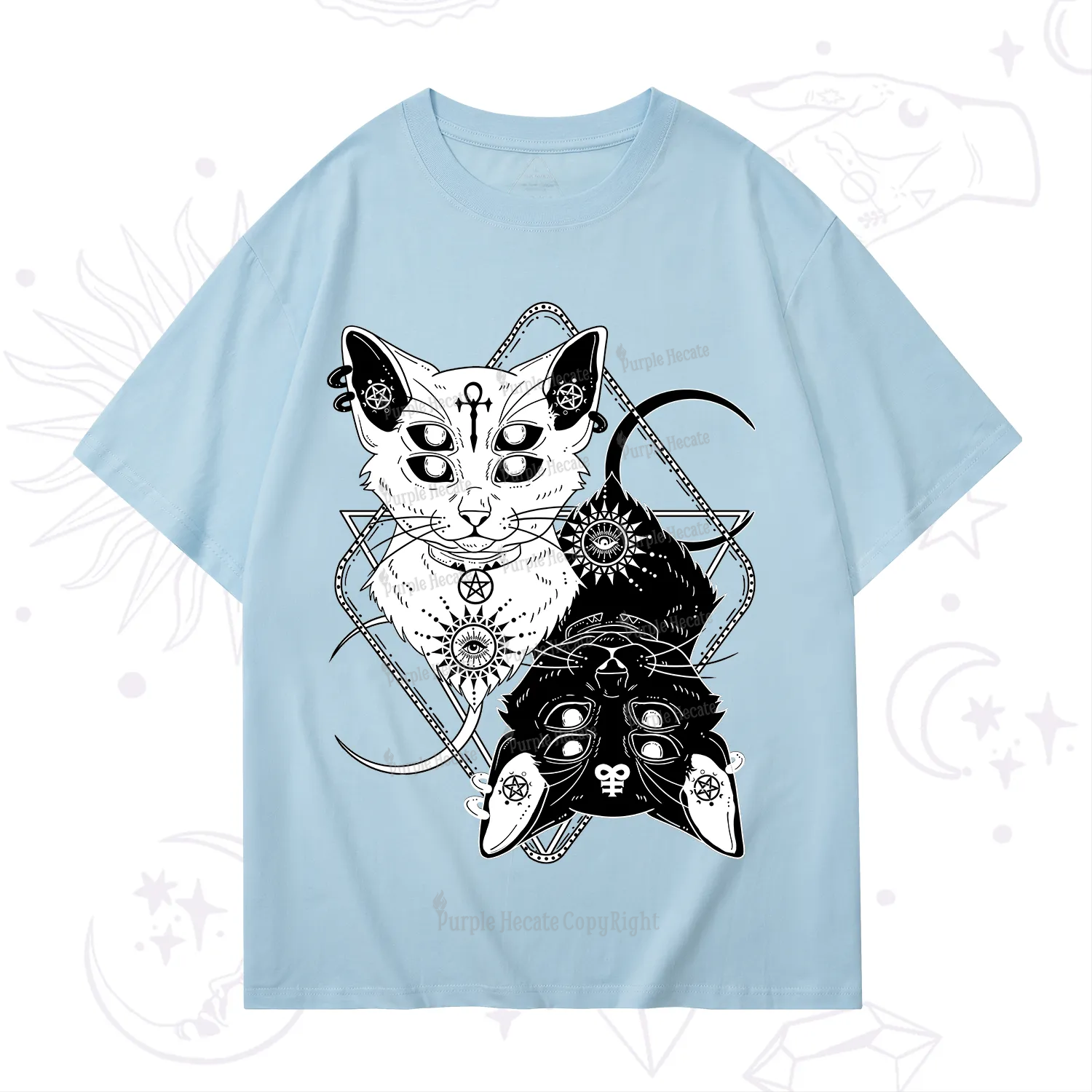 Purplehecate Occult Mirror Cats T-Shirt