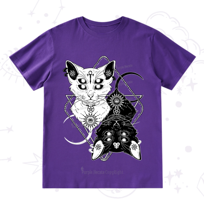 Purplehecate Occult Mirror Cats T-Shirt