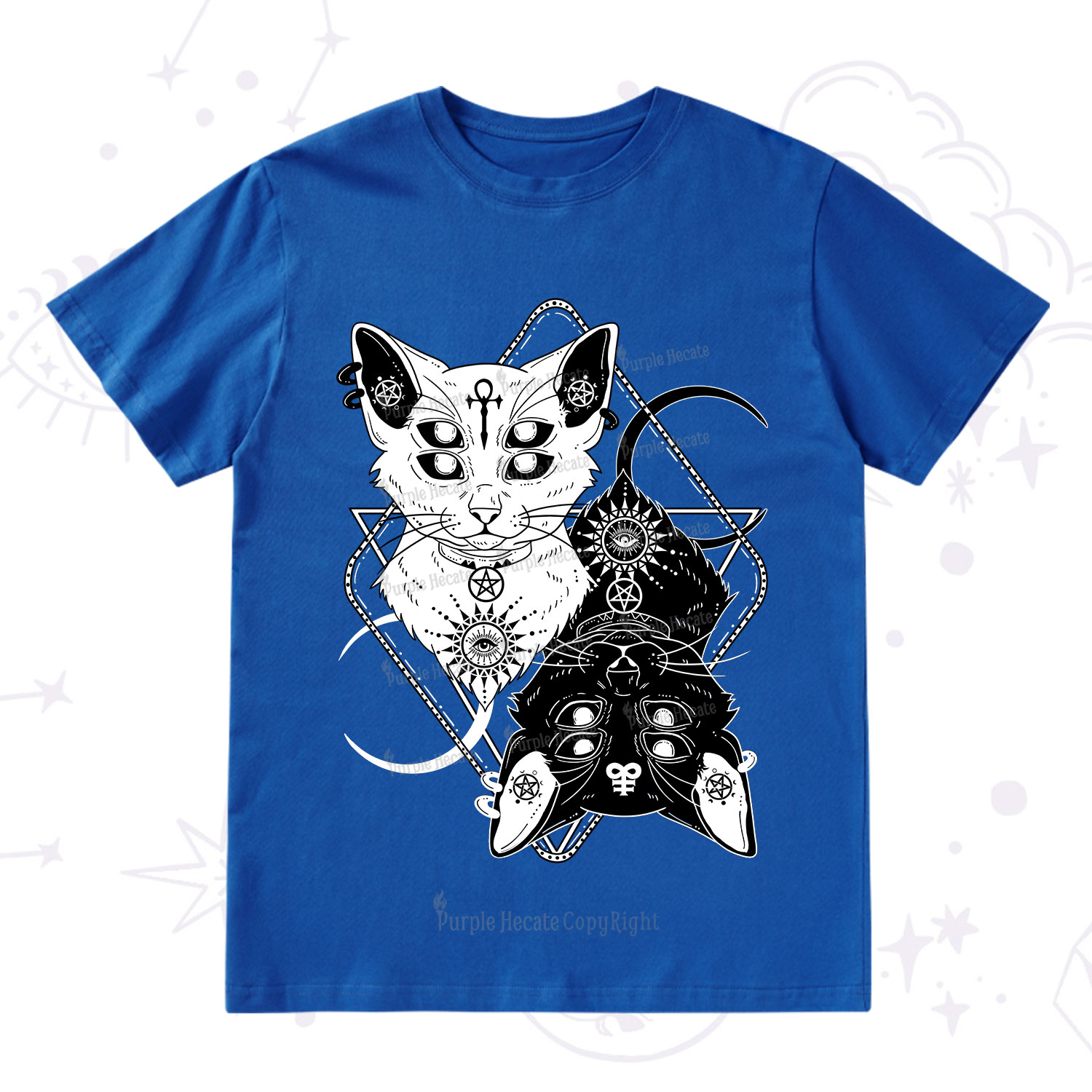 Purplehecate Occult Mirror Cats T-Shirt