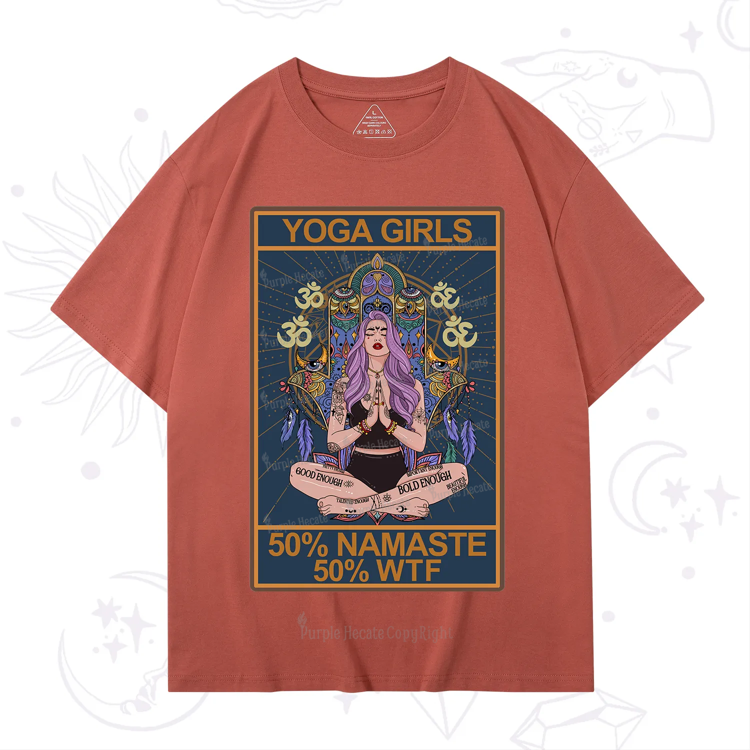 Purplehecate The Girls Yoga Shirt 50% Namaste 50% WTF Oracle Card T-Shirt
