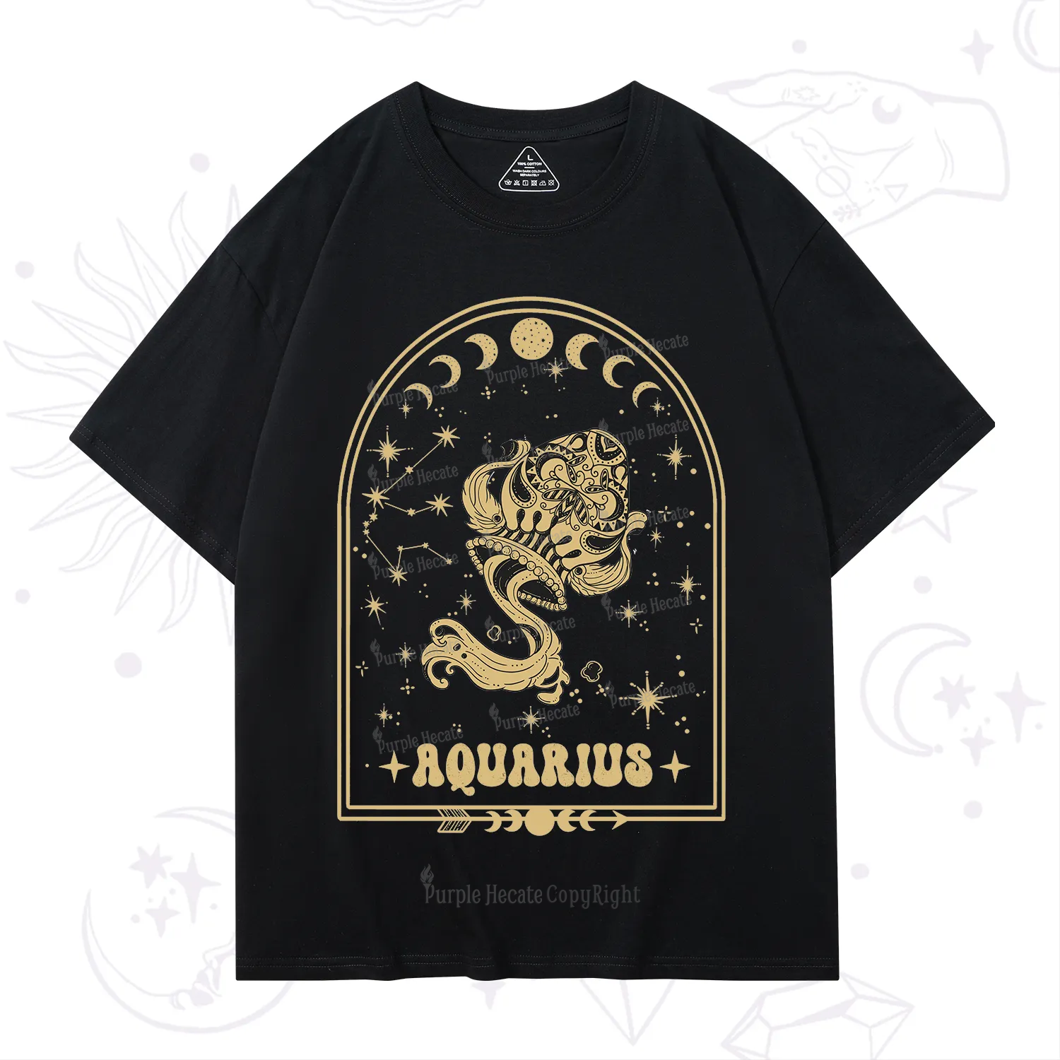 Purplehecate Zodiac Aquarius Under the Stars T-Shirt