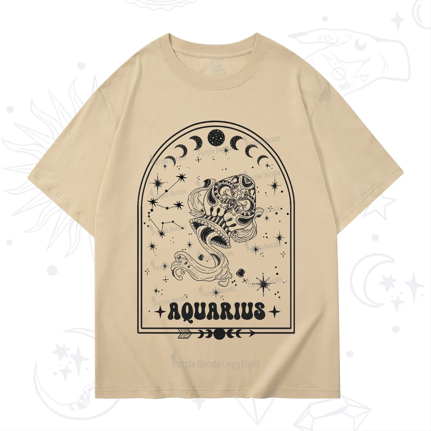 Purplehecate Zodiac Aquarius Under the Stars T-Shirt