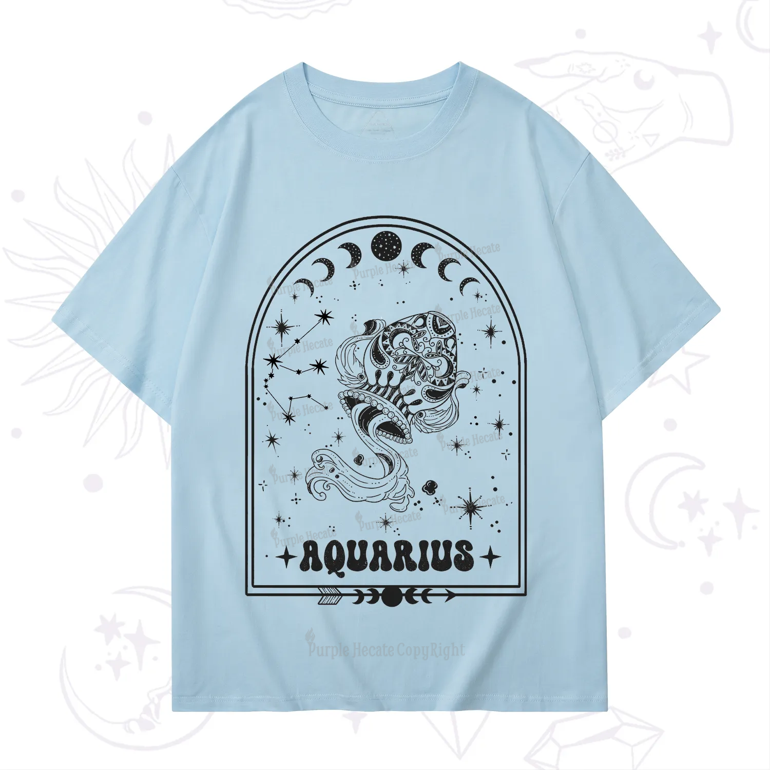 Purplehecate Zodiac Aquarius Under the Stars T-Shirt