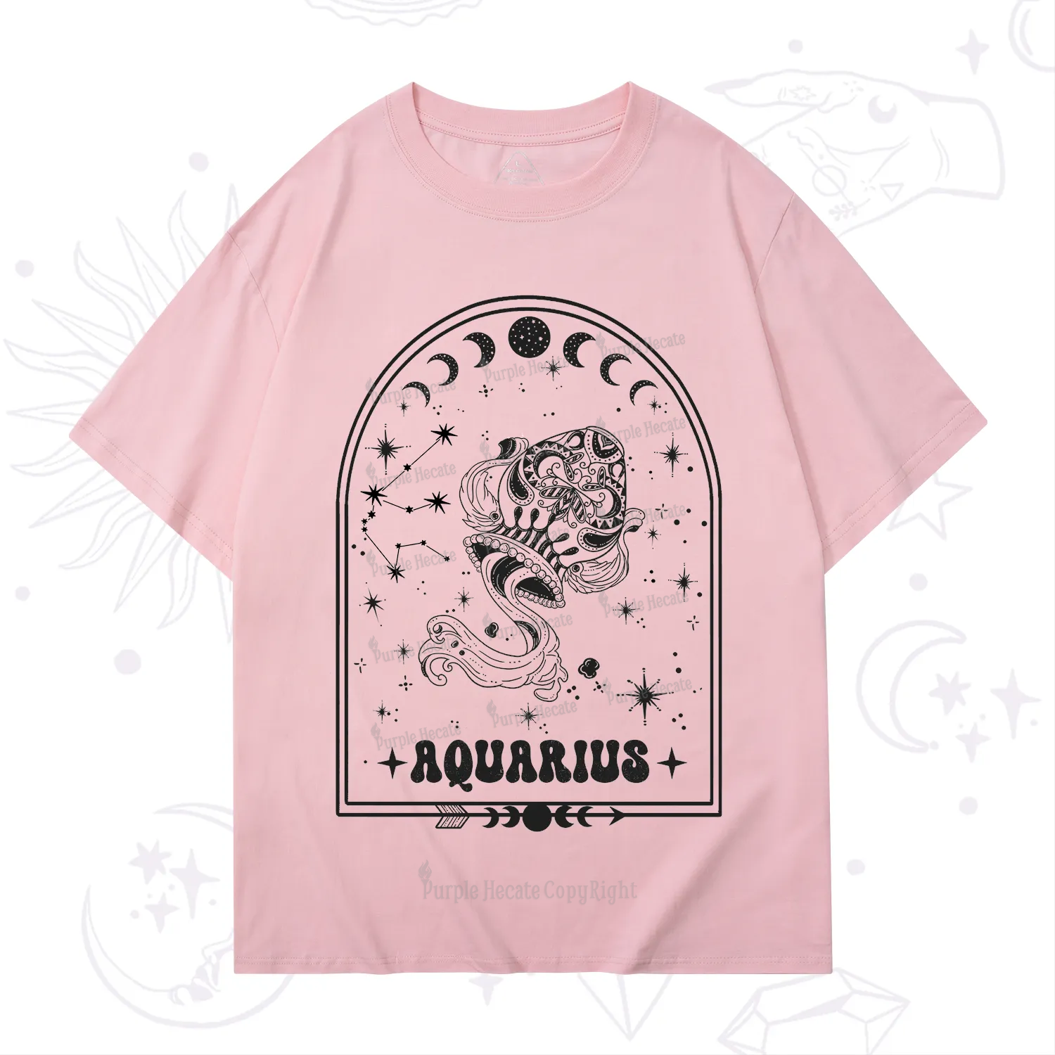 Purplehecate Zodiac Aquarius Under the Stars T-Shirt