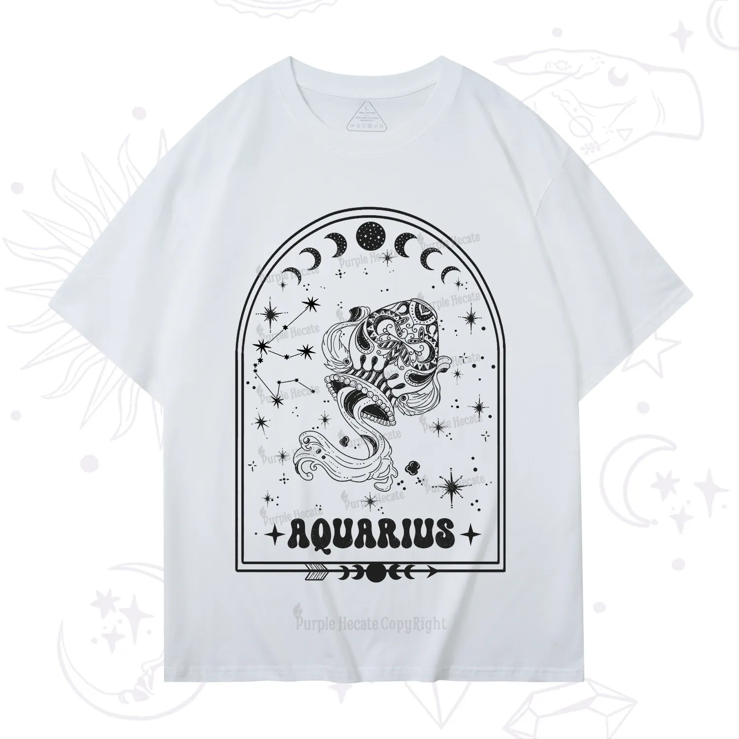 Purplehecate Zodiac Aquarius Under the Stars T-Shirt