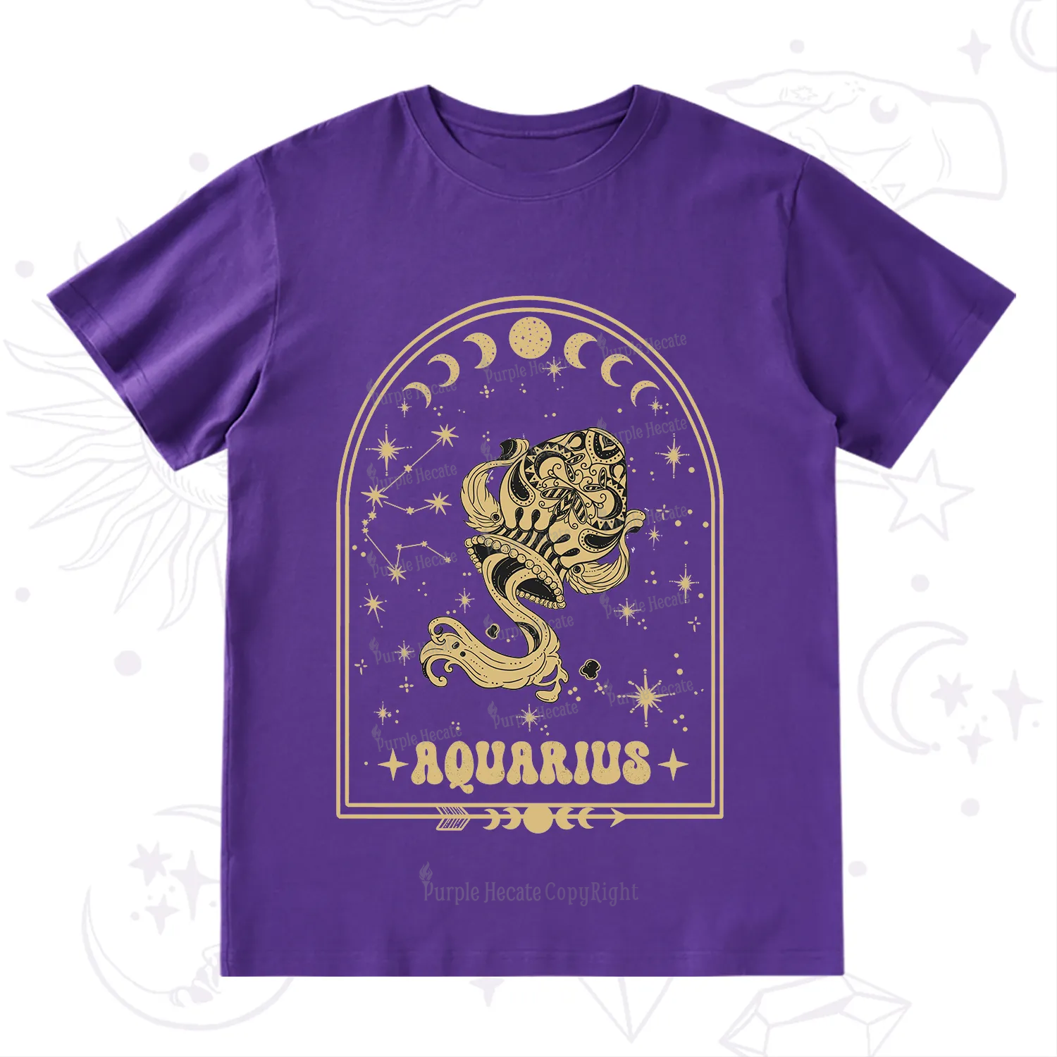 Purplehecate Zodiac Aquarius Under the Stars T-Shirt