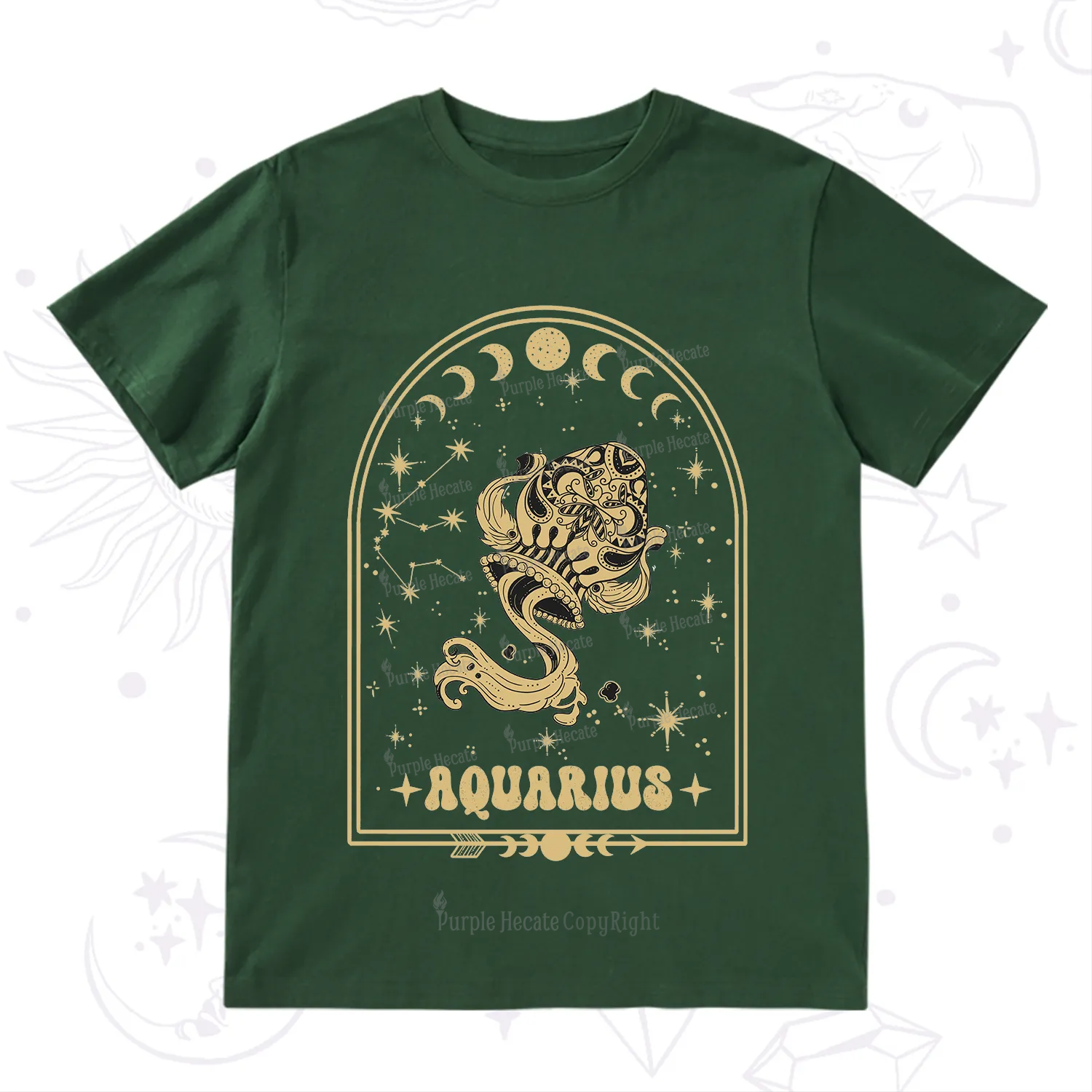 Purplehecate Zodiac Aquarius Under the Stars T-Shirt