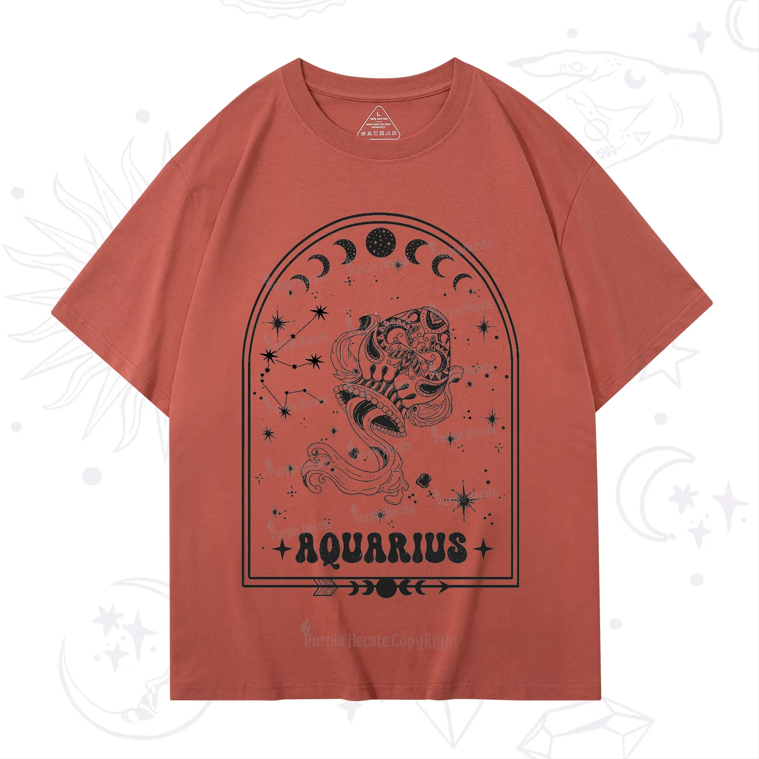 Purplehecate Zodiac Aquarius Under the Stars T-Shirt