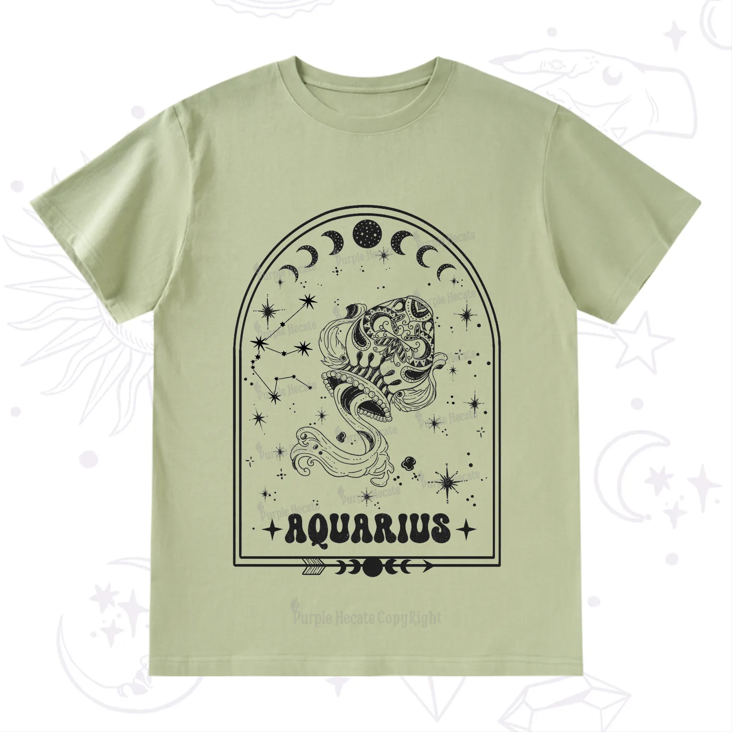 Purplehecate Zodiac Aquarius Under the Stars T-Shirt