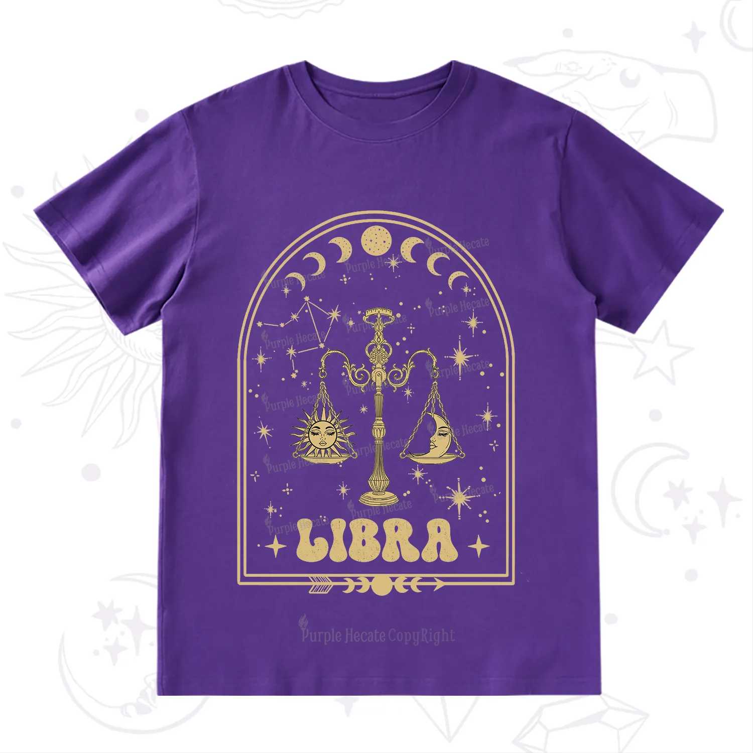 Purplehecate Zodiac Libra Under the Stars T-Shirt