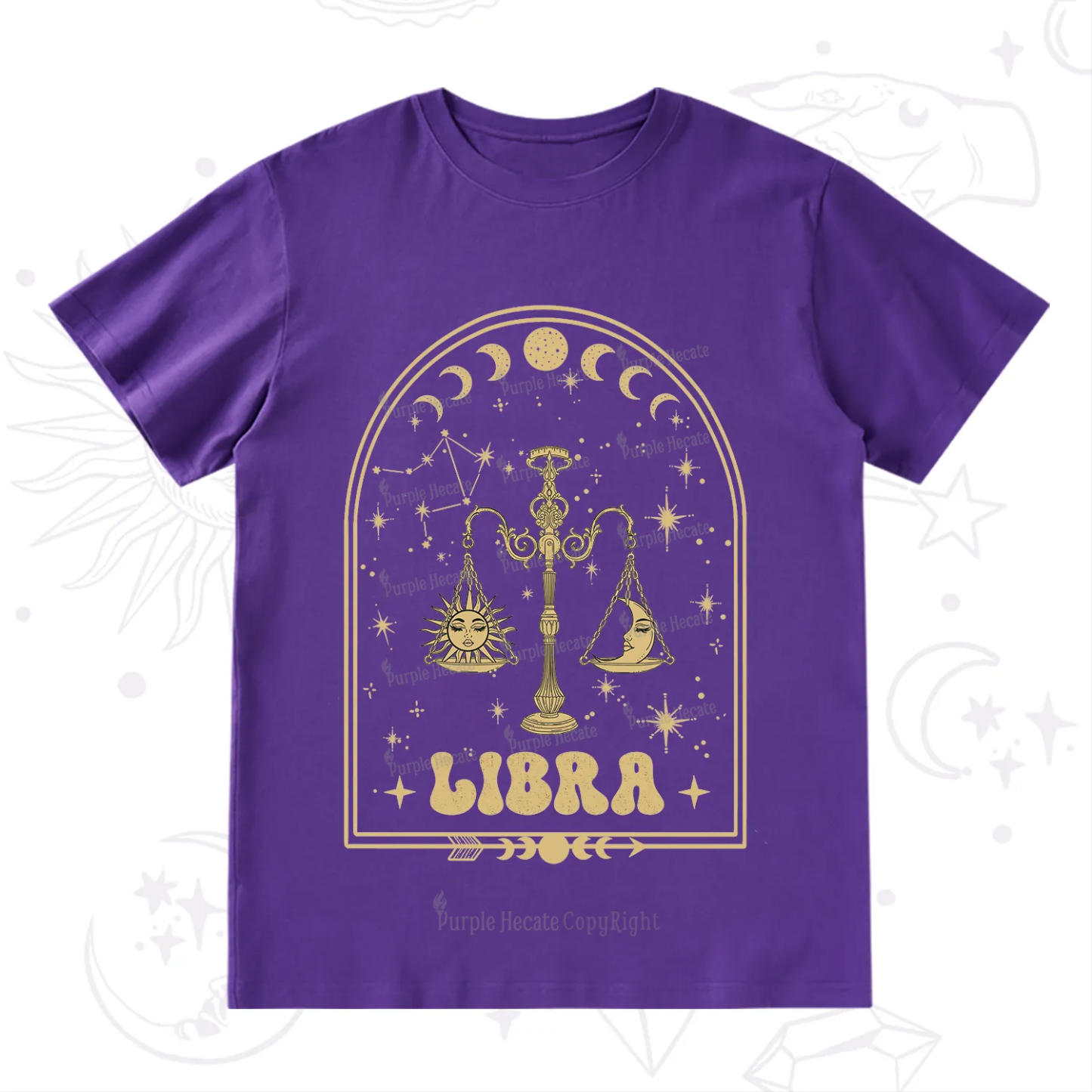 Purplehecate Zodiac Libra Under the Stars T-Shirt